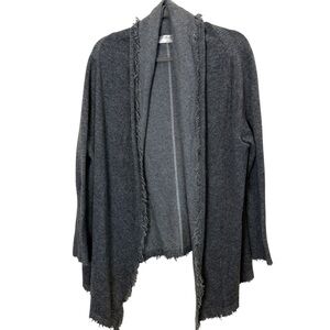 Henry Christ Vintage Women’s Lagenlook Merino Wool Eyelash Edge Gray Cardigan
